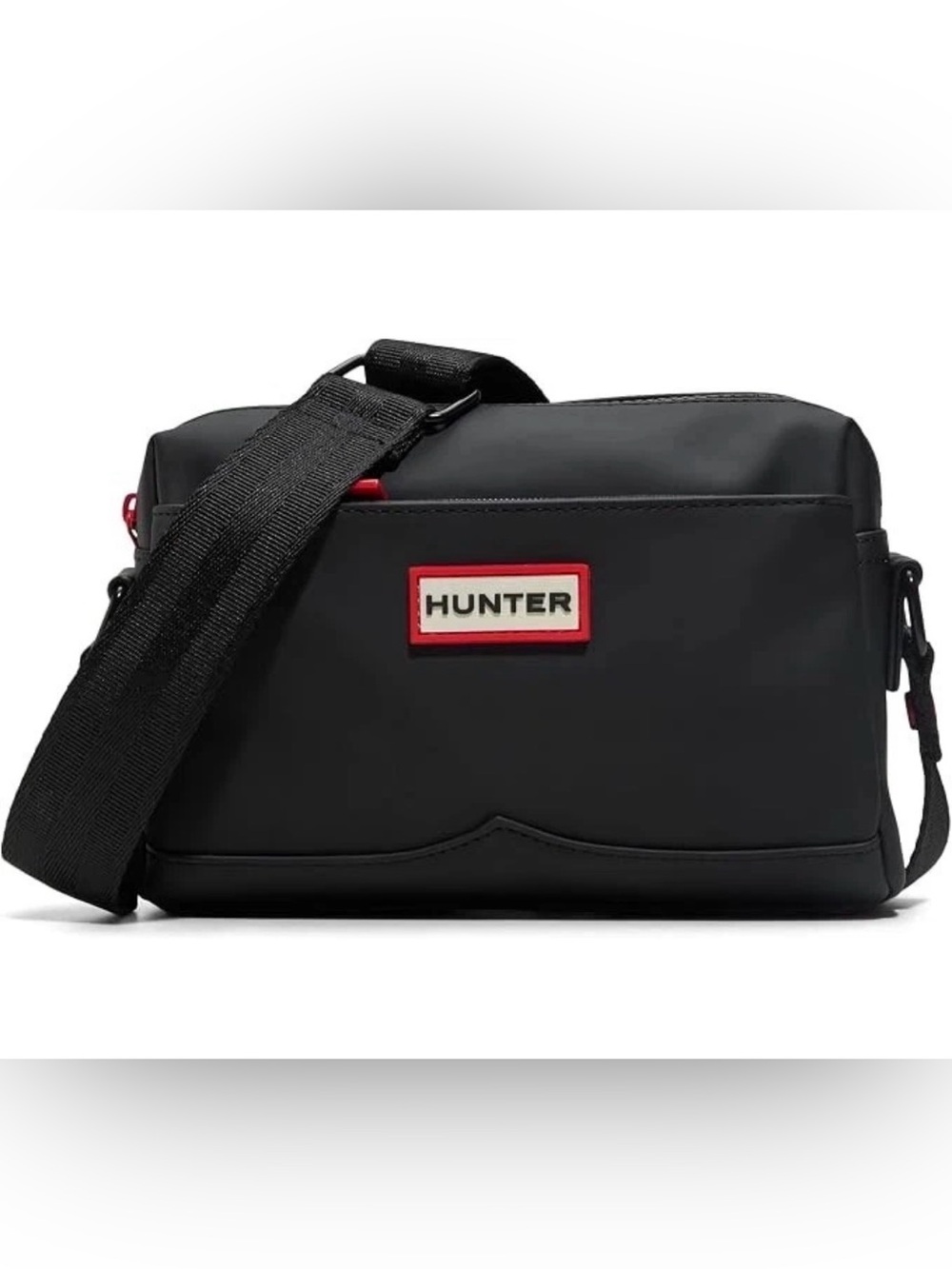 Hunter Black Matte Small Zip Crossbody Bag w/ Adjustable Detachable Strap